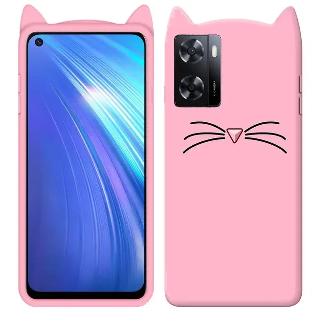 Rubber Mobile Back Cover for OPPO A57 4G (2022) (Pink)