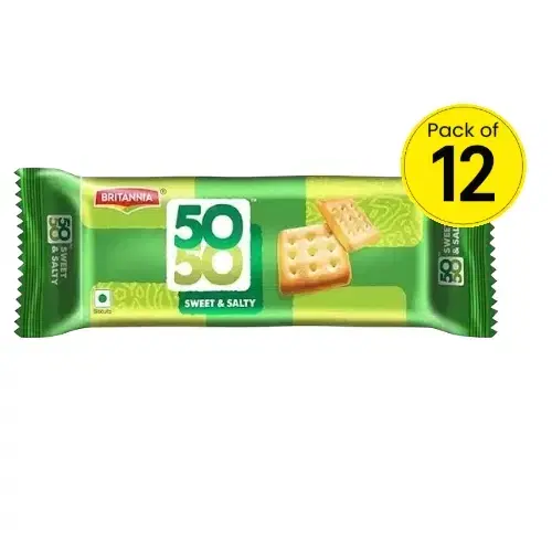 Britannia 50-50 Sweet and Salty Biscuits 12X75.6 g (Pack of 12)