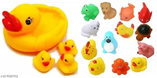 Rubber Bath Toy for Kids, Multicolor, Pack of 17