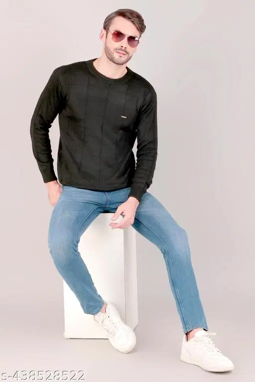 Full Sleeves Sweater for Men (Black, XL)