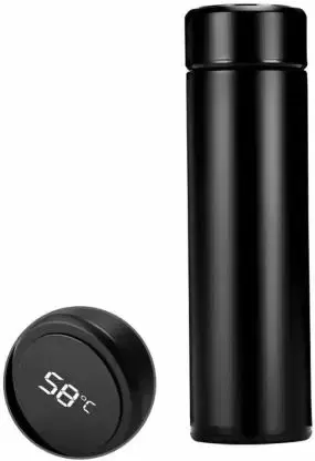 Pallavi Trading Intelligent Stainless Steel Thermos Bottle Temperature Display Black Vacuum Flask, Black