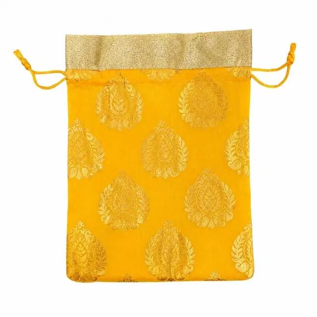 Diacraft Yellow Brocade Shagun Envelope Potli ( Pack of 3 )