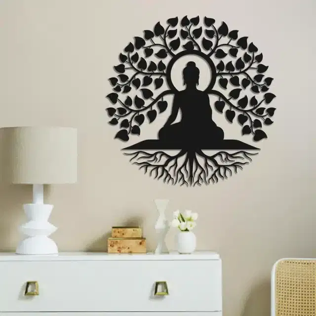 Wooden Self Adhesive Wall Sticker, Black