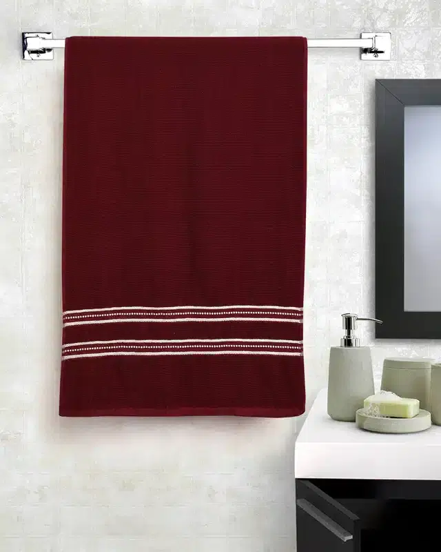 Cotton Bath Towel for Unisex, Wine, 27x54 inches