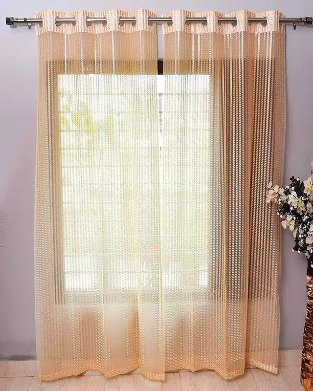 Polyester Solid Door & Window Curtains, Cream, 7 feet