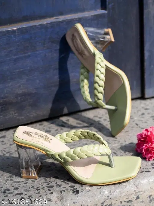 Shoetopia Block Heel Sandals - Green, IND-5