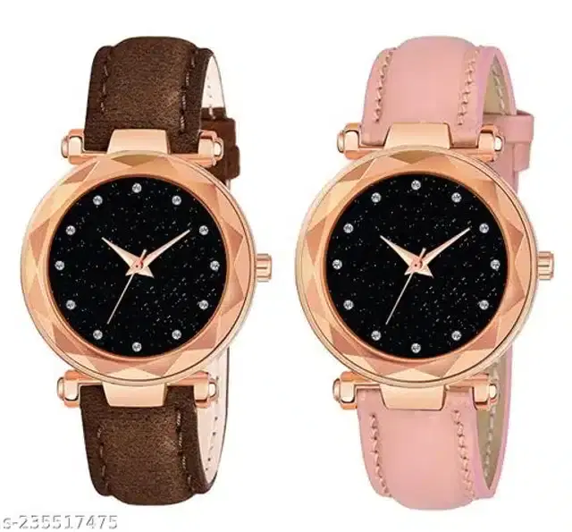Analog Watch for Women, Pack of 2 (Multicolor)