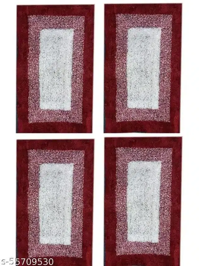 Bath Mats, Maroon, 58x38x0.5 cm, Pack of 4