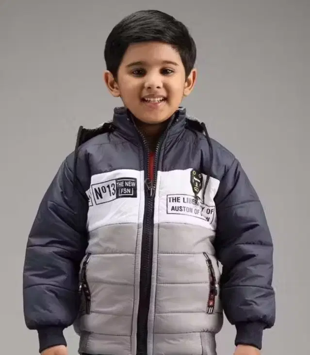 Polyester Full Sleeves Jacket for Boys, Black (4-6 Years)