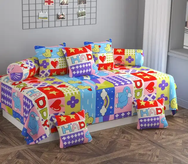 Microfiber Diwan Cover Set, Multicolor, Pack of 8