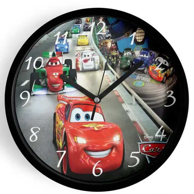 Analog Cars Wall Clock for Home, Black, 7 Inches