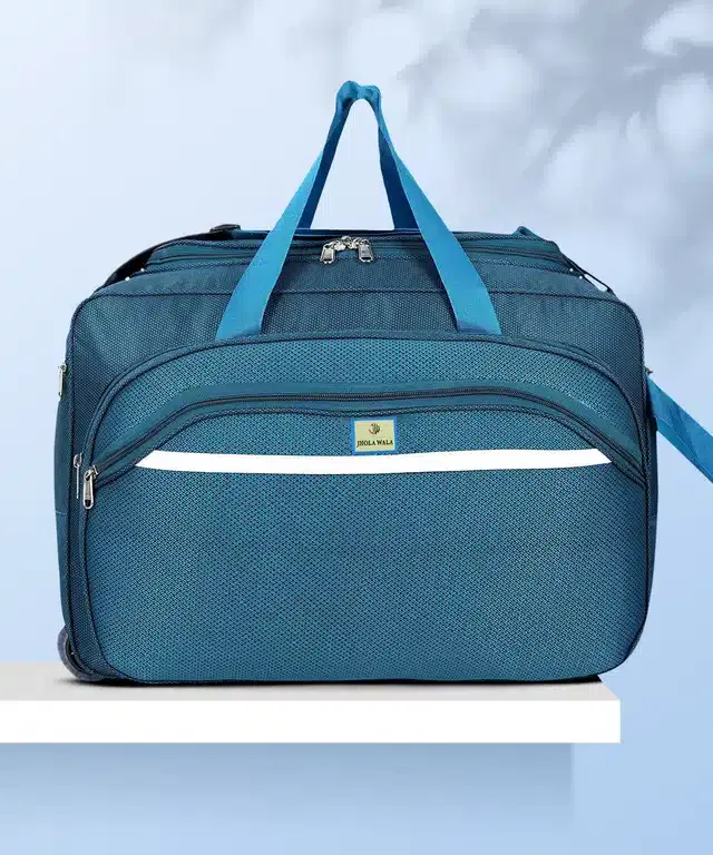 Polyester Traveling Luggage Bag with Wheels, Aqua,60 L