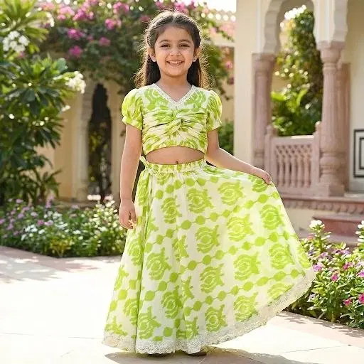 Rayon  Lehenga & choli For Girls, Multicolour (3-4 Years)