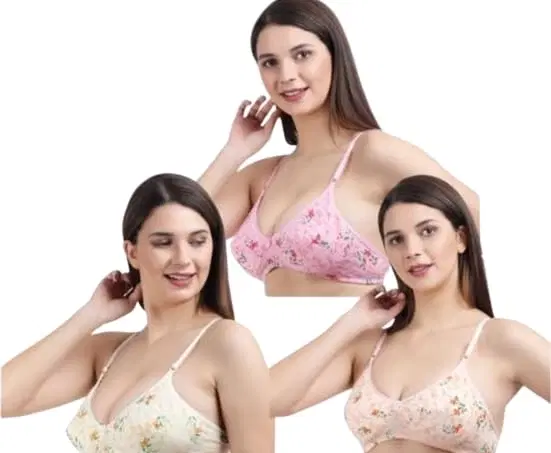 Padded Bra for Women, Pack of 3 (Multicolor, 34B)