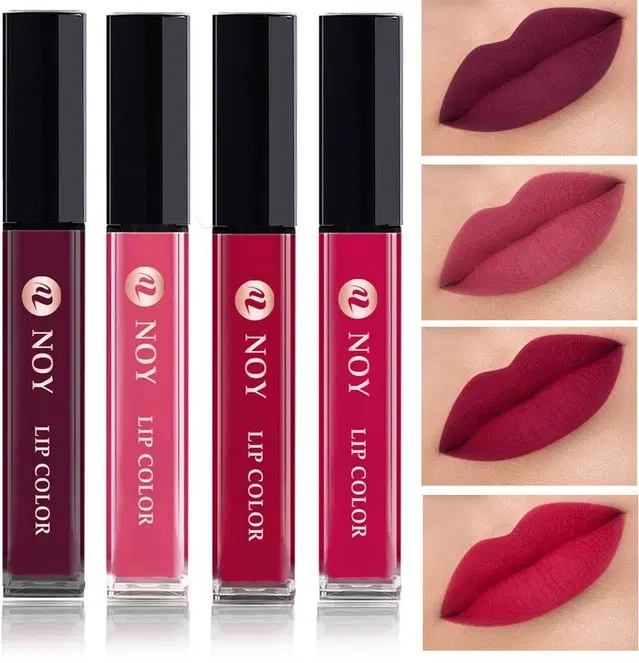 NOY Super Stay Matte Ink Bold Liquid Lipstick, NL85, Wine, Peach, Cherry Pink, Magenta Pink, 16 ml, Pack Of 4