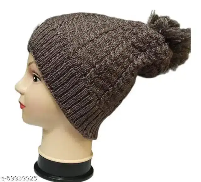 Woolen Cap for Women (Brown)