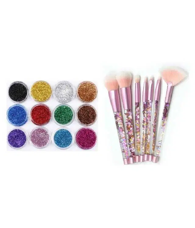 Lenon Glitter Brush with Eye Shadow Loose Powder Colours 12 g, Pack of 2, S-80