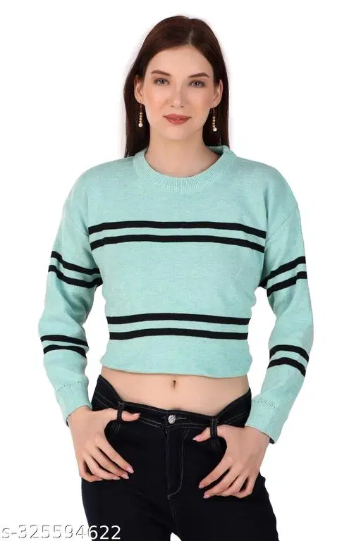 Acrylic Sweater for Women (Sea Green, M)