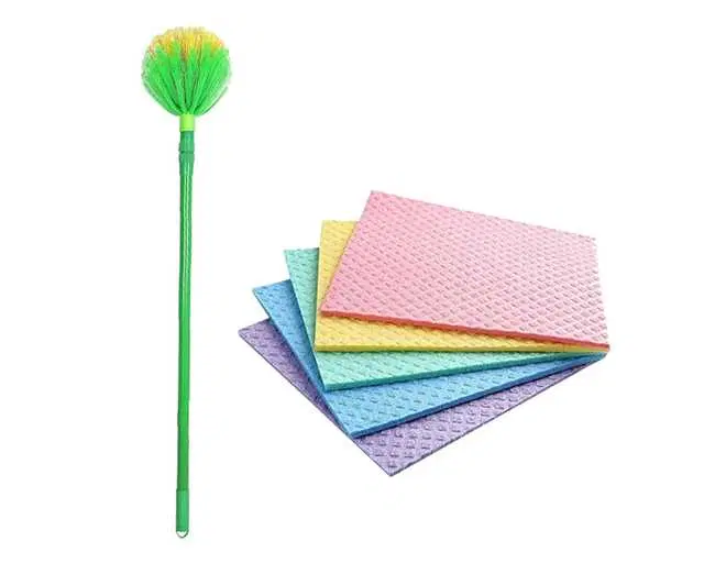 Customized Hunt Ceiling Cleaning Plastic Gobhi Jala Cobweb & Dusts With Sheru Duster With Carpet Duster, 7 Pc, A-4