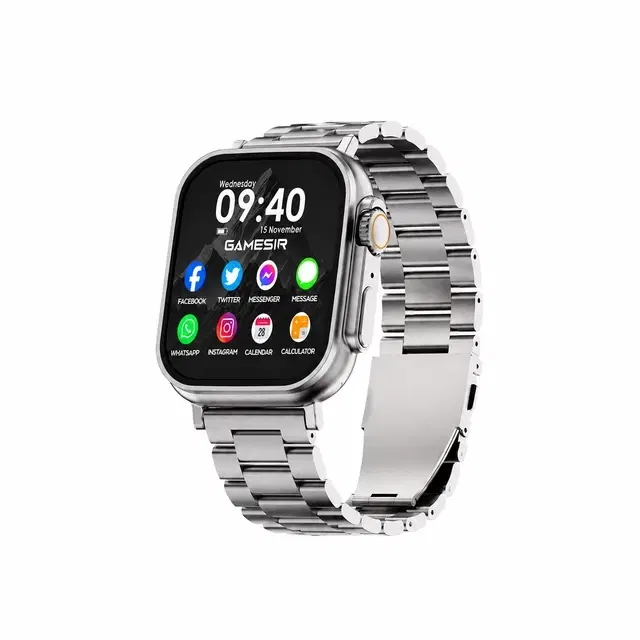 Immutable Silver T800 Ultra Smartwatch Stainless Steel, BT Calling, Fitness & Music Smartwatch  [Silver Metal Strap, Free Size]