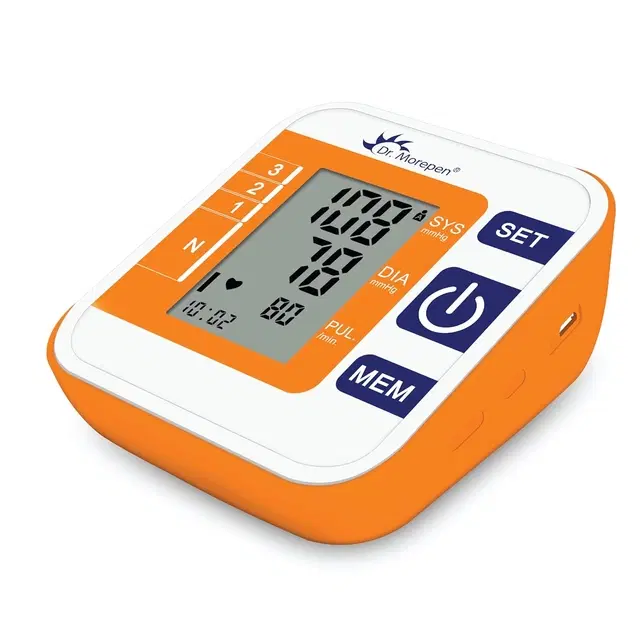 Dr. Morepen BP 14 Fully Automatic Digital Blood Pressure Monitor with USB Compatibility (White, Orange)