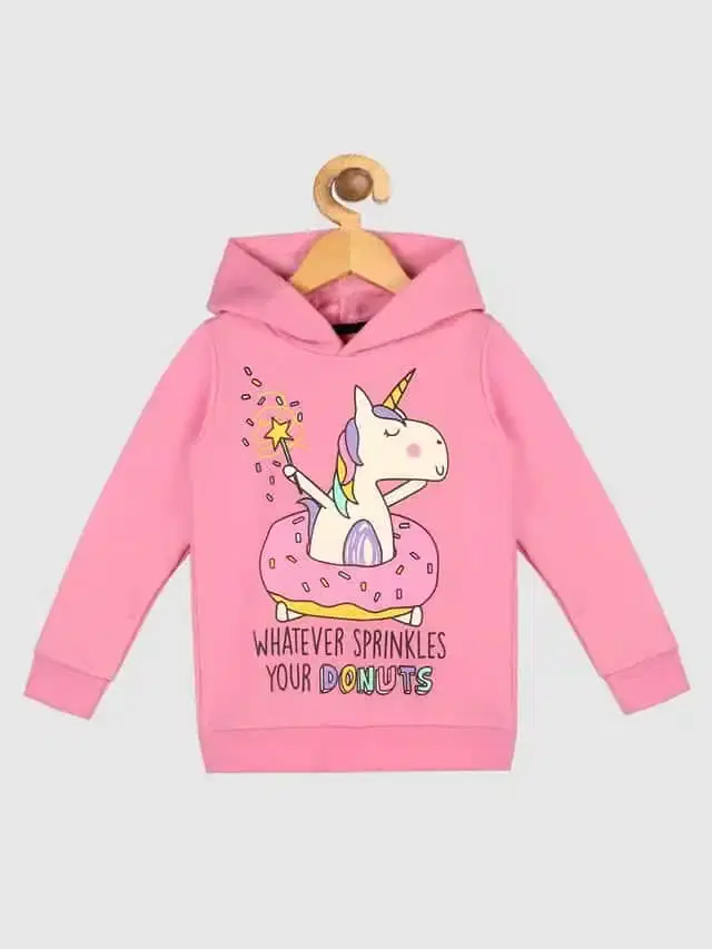 Lazy Shark Girls Printed Sweatshirts (Pink, 4-5Y) (LST181)