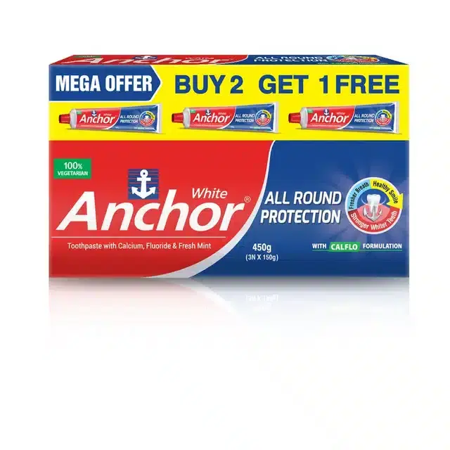 Anchor White Toothpaste 3X150 g (Buy 2 Get 1 Free)