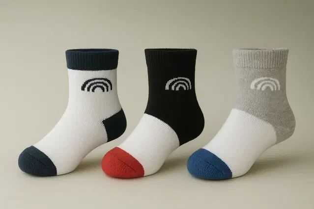 Cotton Spandex Ankle Length Socks for Kids INF-NT-113, Pack of 3, Multicolor