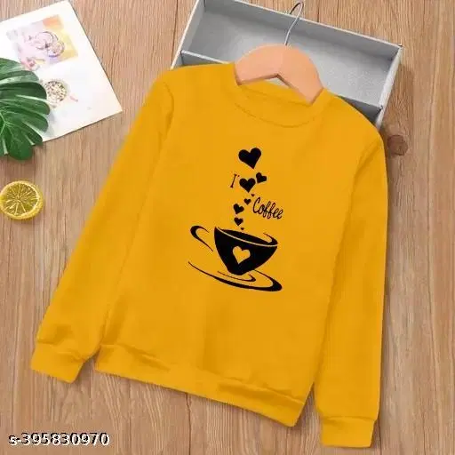 Cotton Printed Sweatshirt for Women (Yellow, M)