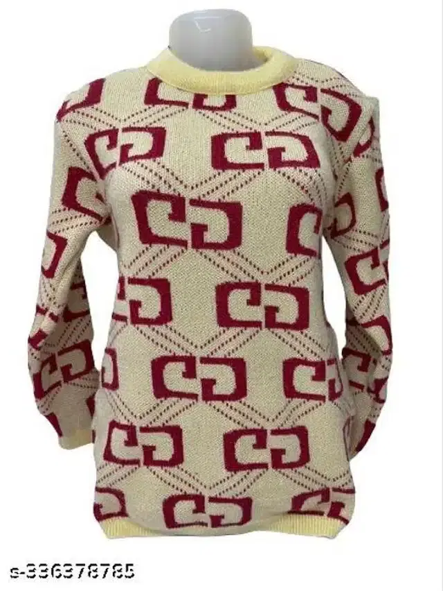 Woolen Sweater for Women (Cream, Free Size)