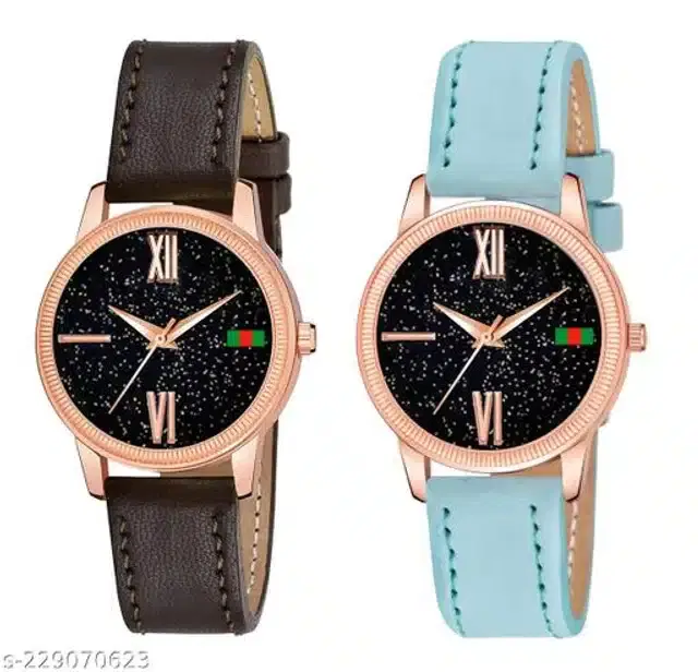 Analog Watch for Women, Pack of 2 (Multicolor)