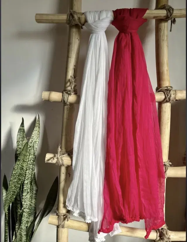 Cotton Blend Solid Dupatta for Women, Multicolor Pack of 2