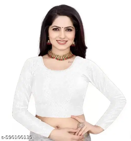 Lycra Ready Made Blouse for Women, White (36)