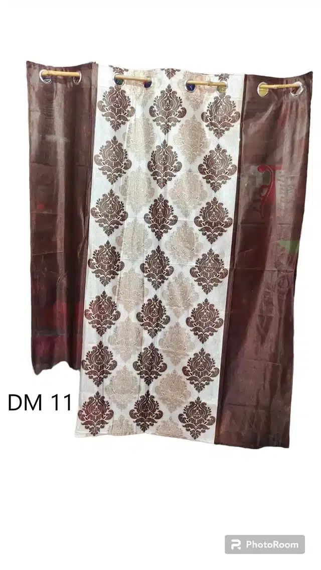 Printed Door, 7 feet & Two Window, 5 feet Curtains, Multicolor, Set of 2