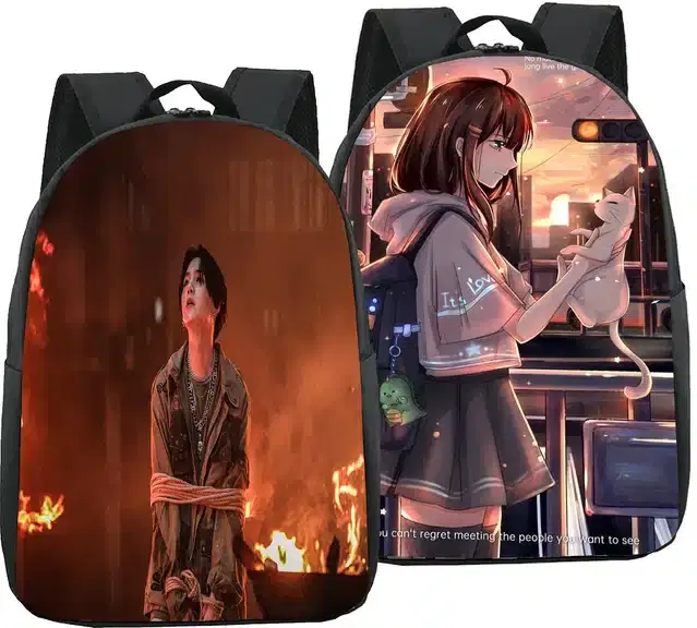 Canvas Backpacks for Women, Pack of 2 (Blue)