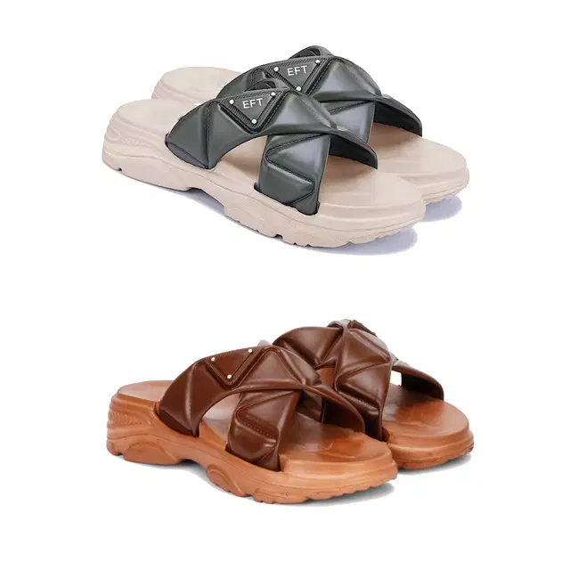 Sliders for Women, Set of 2 (Multicolor, 5)