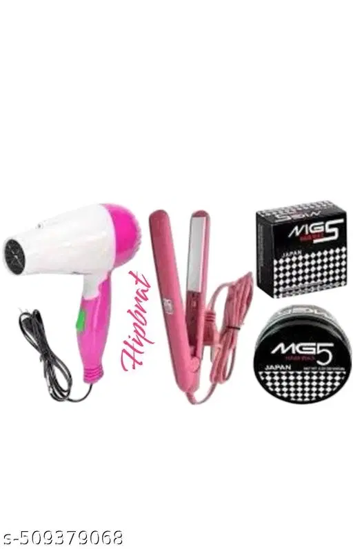 Hair Straightener with Dryer & Hair Wax, Multicolor, Set of 3