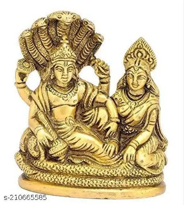 Vishnu Lakshmi On Sheshnag Statue for Home, Gold