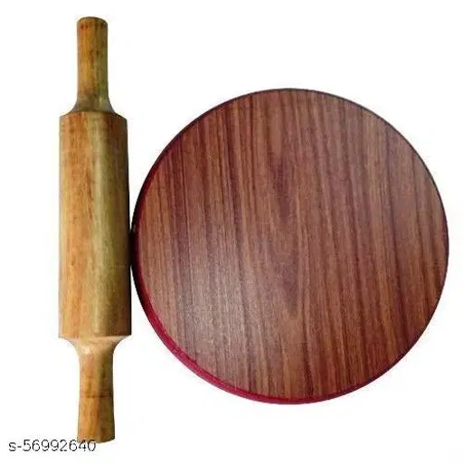 Wooden Roti Maker with Rolling Pin, Brown