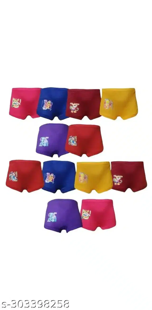 Cotton Innerwear Shorts for Kids, Pack of 12 (Multicolor, 0-3 Months)