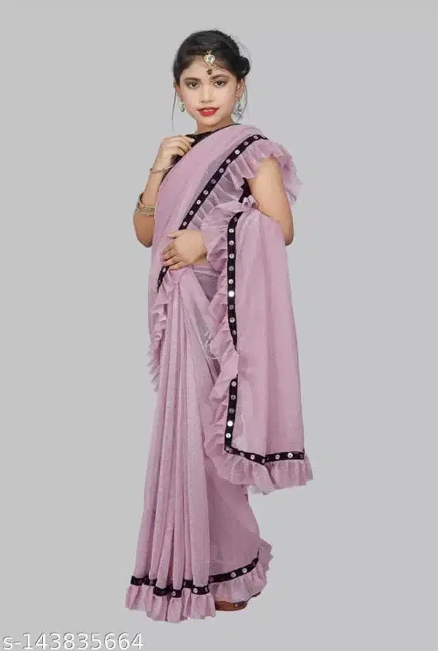 Ready to Wear Saree for Girls (Pink, 6-7 Years)