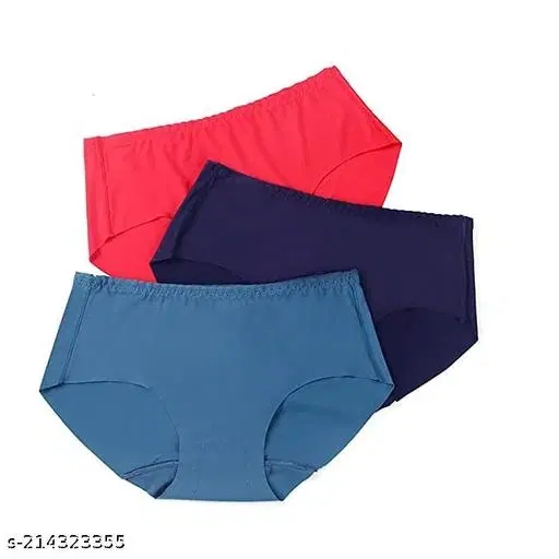 Seamless Silk Lingerie Set for Women, Pack of 3 (Pink, XL)