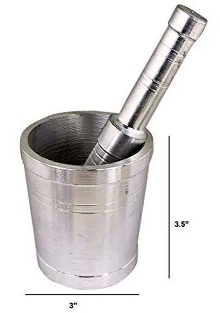 Abhi Stainless Steel Traditional Okhali Masher Khalbatta, Silver, Ae-8