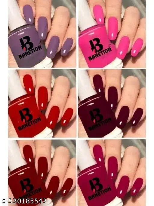 Banetion Matte Nail Polish, Multicolor, Pack of 6