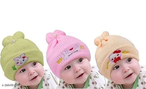 Printed Cap for Kids, Pack of 3 (Multicolor)