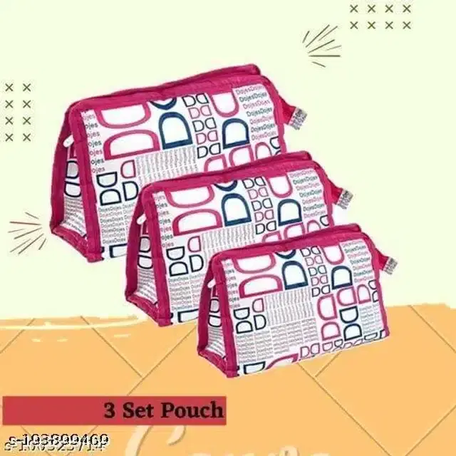 Canvas Multipurpose Storage Pouch, Multicolor, Set of 3