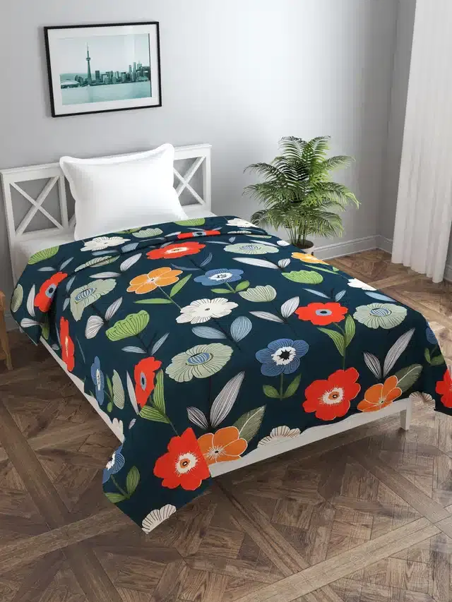 Printed Single Duvet Cover with Zipper, Multicolor, 60x90 Inches