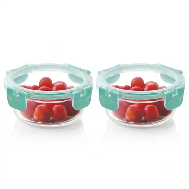Magnus Glass Food Round Container 400ML | Pack of 2