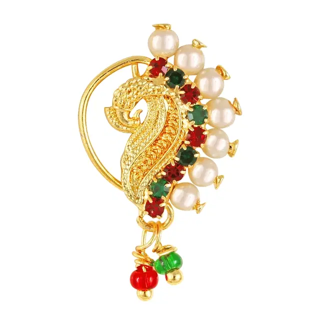 Gold Plated Designer Nosepin for Women (Multicolor)