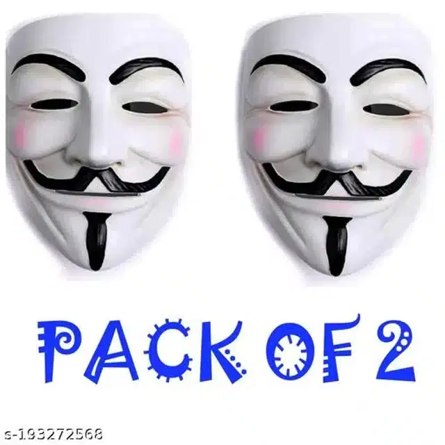 Plastic The Guy Party Face Mask, White, Pack of 2